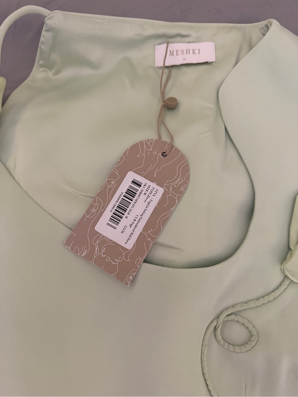 Meshki Sage Green Sculpted Floral Midi Dress - Picture 5 of 6